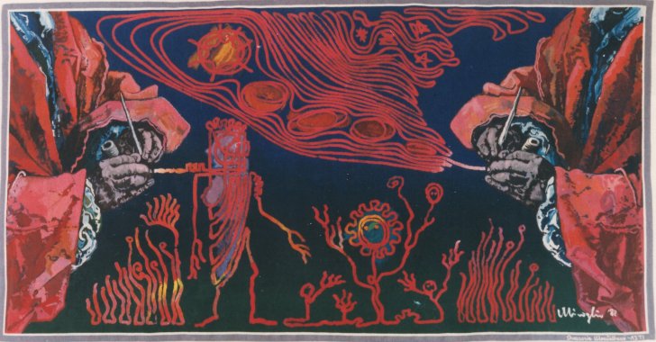 Valerio Miroglio: CREAZIONE, cm.330x165, 1983, alto liccio