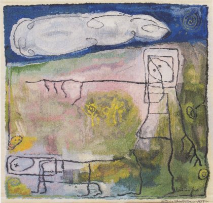 Valerio Miroglio: L'UOMO E IL CANE, cm.170x162, 1992, alto liccio